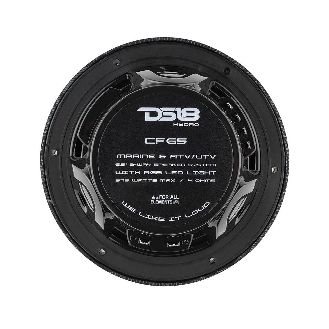 DS18 CF65 375 Watts Max 4 Ohm 6.5" 2-Way Integrated RGB LED Lights Marine Audio Speakers