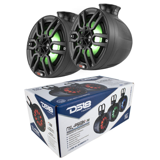 DS18 NXL-PS6BK Mini 6.5" Marine Pod Speakers 600 Watts Black RGB LED Jetski