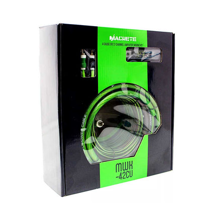 Deaf Bonce Machete MWK-42CU 4 Gauge OFC 2-Channel Green Amplifier Wiring Kit