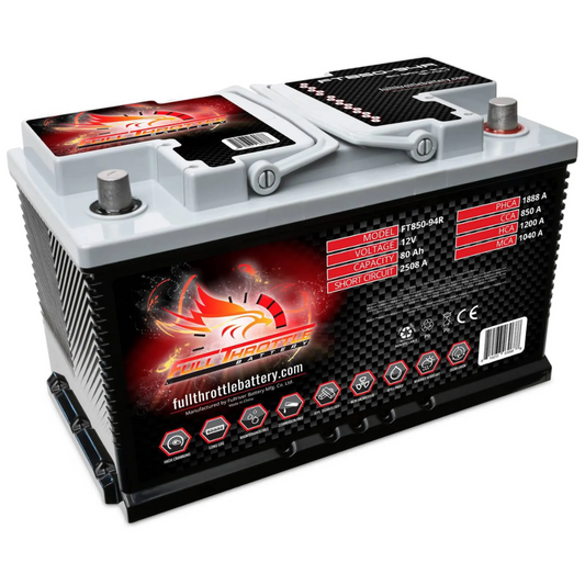 Full Throttle FT850-94R 12V 85Ah CCA 850 Amps High-Performance AGM Battery