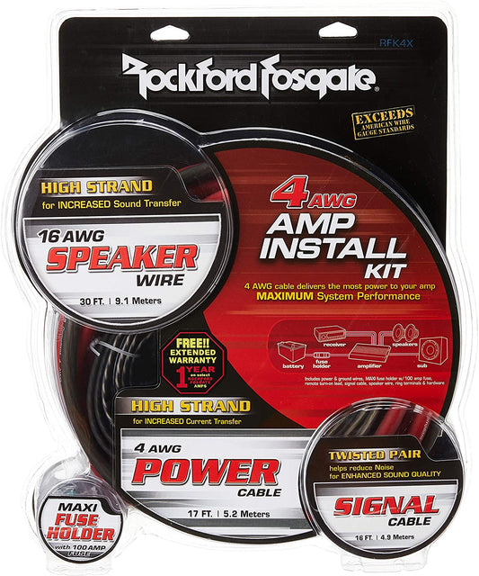 Rockford Fosgate RFK4D Dual Amplifier 4 Gauge Kit