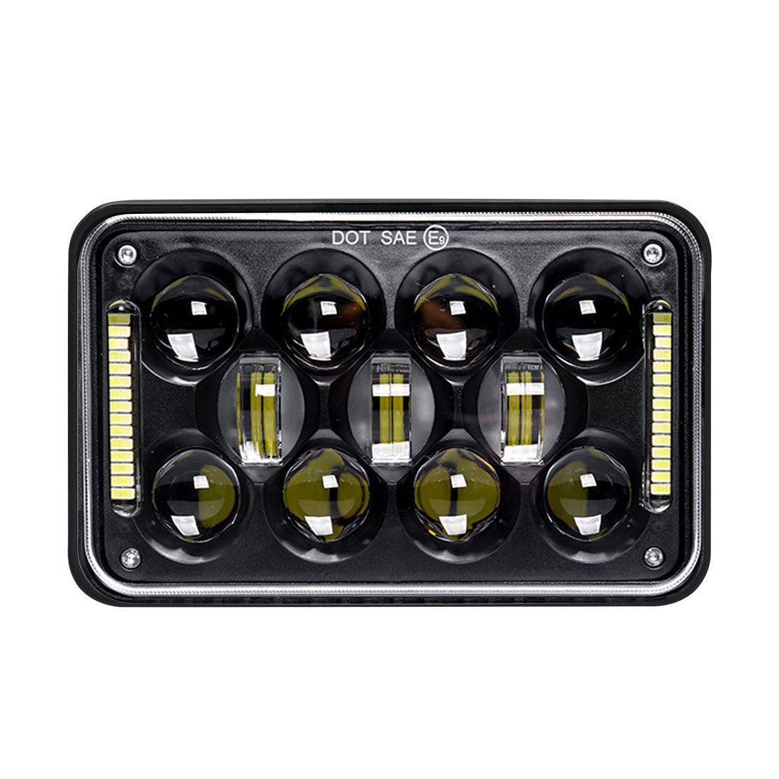 Heise HE-4X6B1 4" x 6" 60 Watt 18 LED Rectangular Headlights w/ Black Front Face