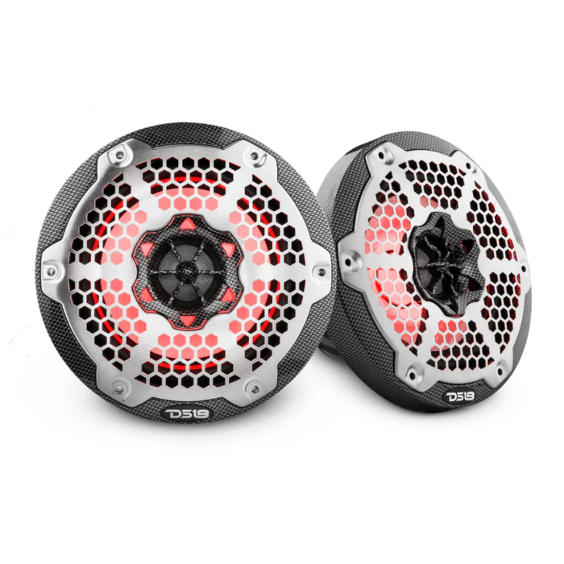 DS18 CF-65M 6.5" 2-Way 300W Max 4-Ohm Coaxial Marine Speakers w/ RGB LED Lights