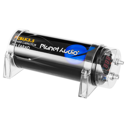 Planet Audio PCBLK3.5 Farad Capacitor w/ Red Digital Voltage Meter Display