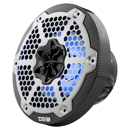 DS18 CF-65M 6.5" 2-Way 300W Max 4-Ohm Coaxial Marine Speakers w/ RGB LED Lights