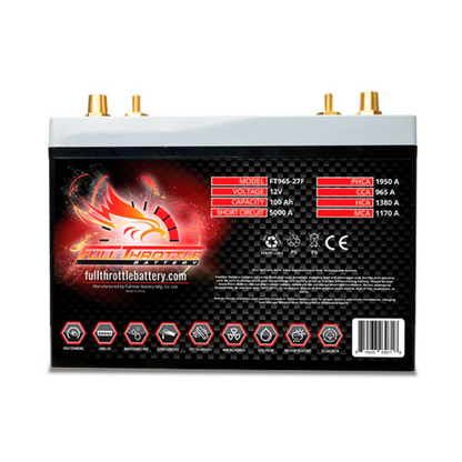 Full Throttle FT965-27F 12V 100Ah CCA 965 Amps High-Performance AGM Battery