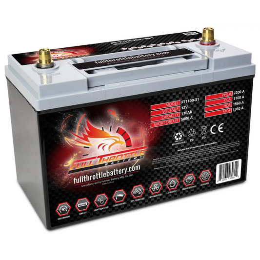 Full Throttle FT1100-31 12V 110Ah Group 31A High Performance AGM Battery