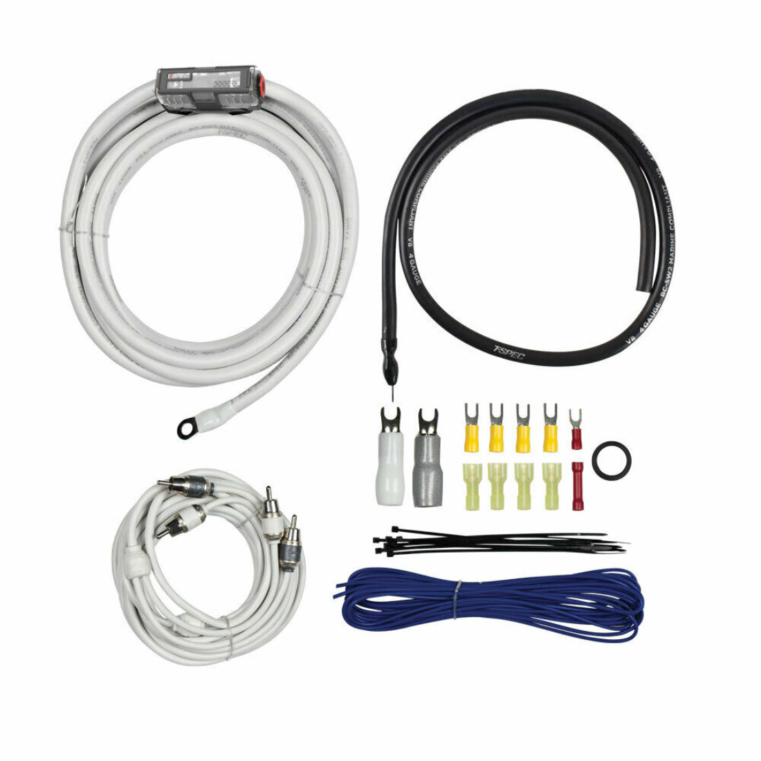 T-Spec V10-AK4 4 AWG Gauge Car Audio Amplifier Wiring Kit w/ RCA Cable